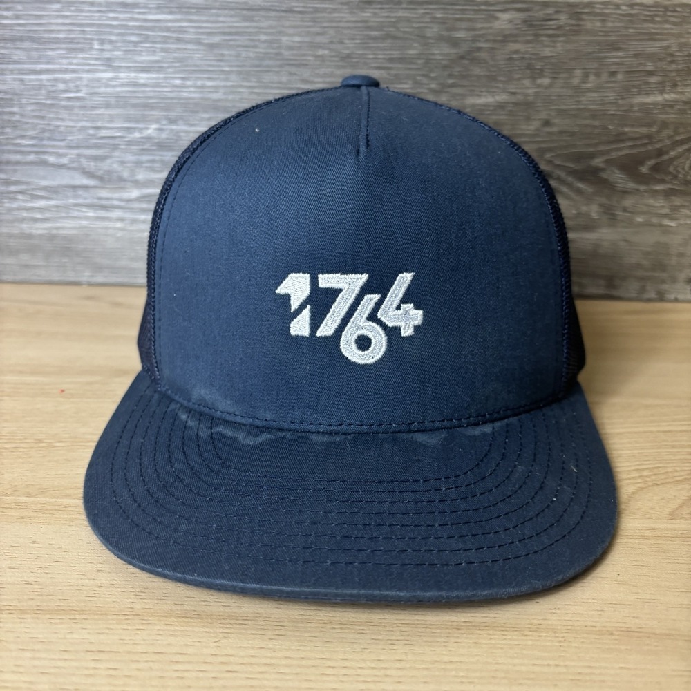 1764 Golf Hat Cap Snap Back Navy Blue Mesh Trucker Embroidered